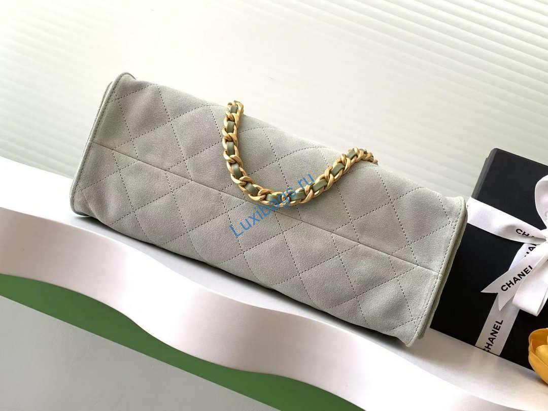 Chanel AS5303 Hobo Suede & Gold-Tone Metal Light Green | chanel as5303 hobo suede gold tone metal light green 04