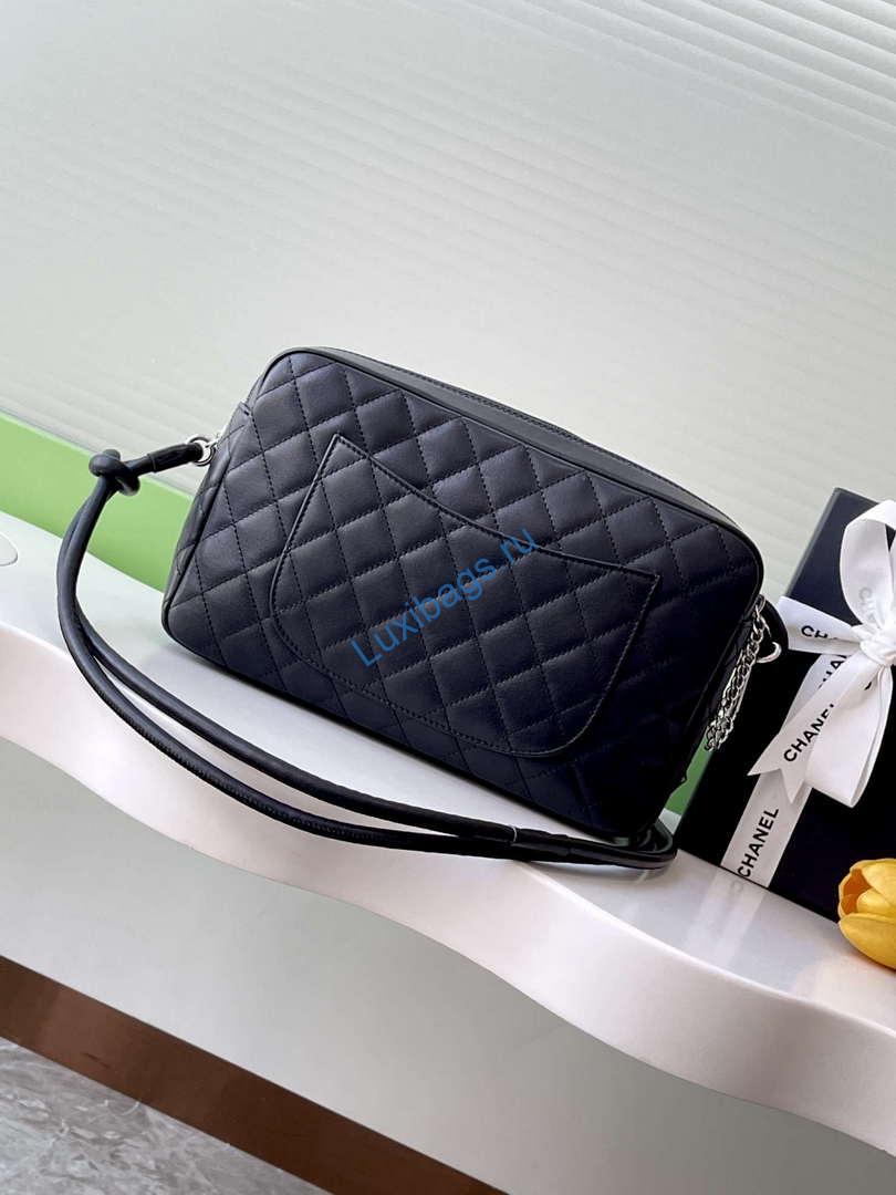 Chanel AS6326 Vintage Camera Case Bag Lambskin Black with Patent CC | chanel as6326 vintage camera case bag lambskin 30