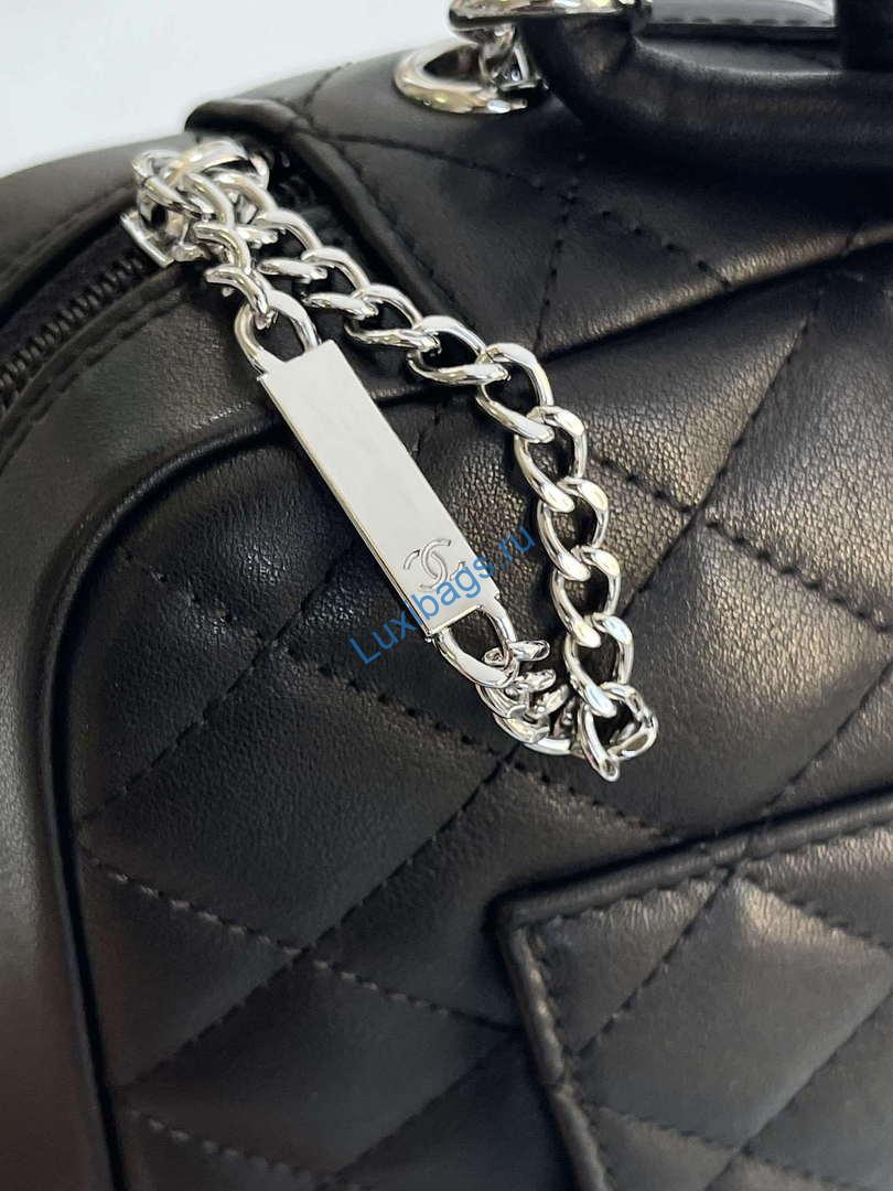 Chanel AS6326 Vintage Camera Case Bag Lambskin Black with Patent CC | chanel as6326 vintage camera case bag lambskin 34