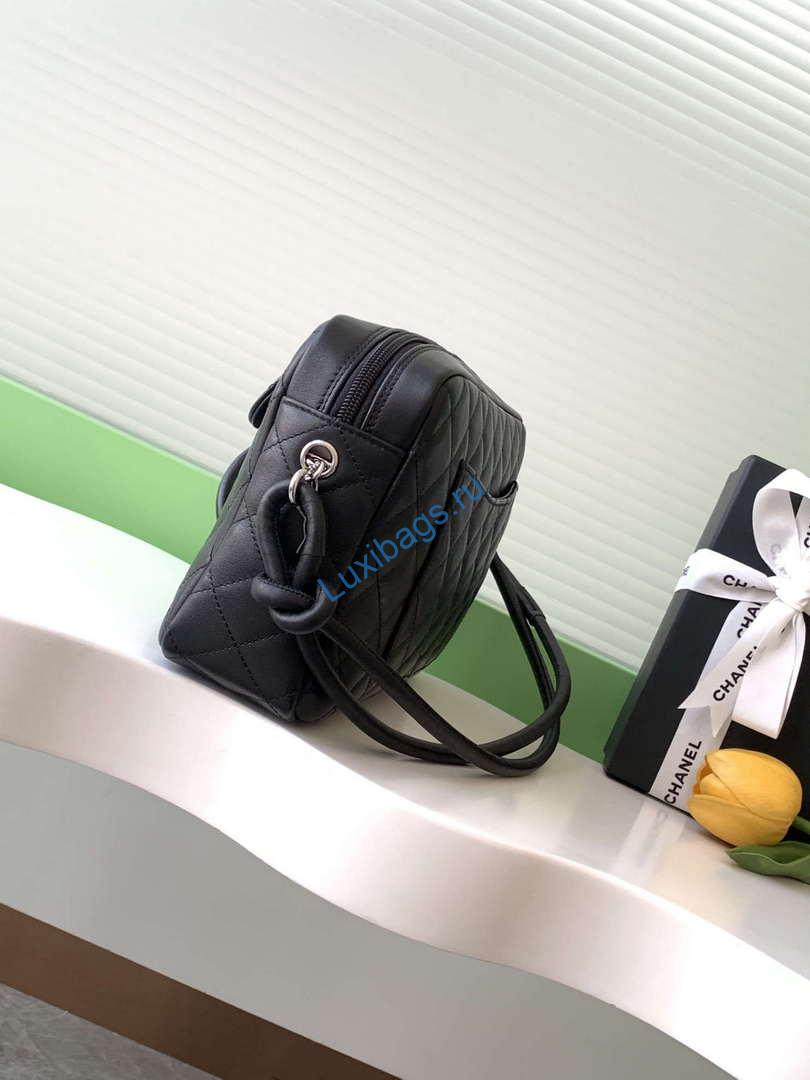 Chanel AS6326 Vintage Camera Case Bag Lambskin Black with White CC | chanel as6326 vintage camera case bag lambskin black 02