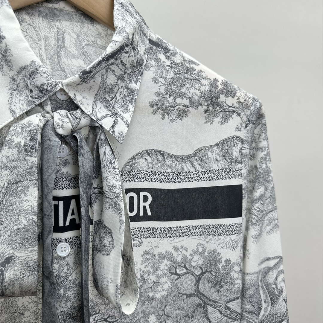 Dior Women's ink painting printed silk shirt D60990 | dior womens ink painting printed silk shirt d60990 04