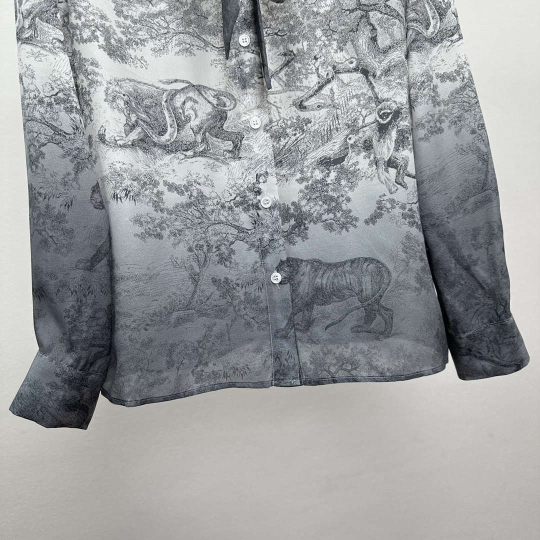 Dior Women's ink painting printed silk shirt D60990 | dior womens ink painting printed silk shirt d60990 05