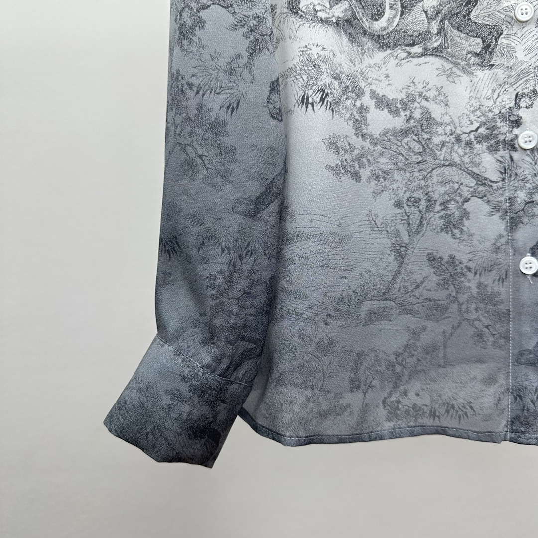 Dior Women's ink painting printed silk shirt D60990 | dior womens ink painting printed silk shirt d60990 06