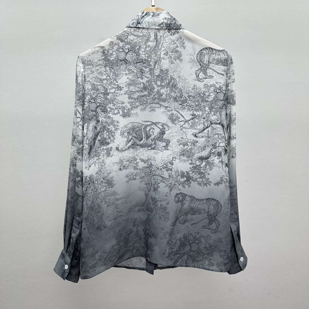 Dior Women's ink painting printed silk shirt D60990 | dior womens ink painting printed silk shirt d60990 07