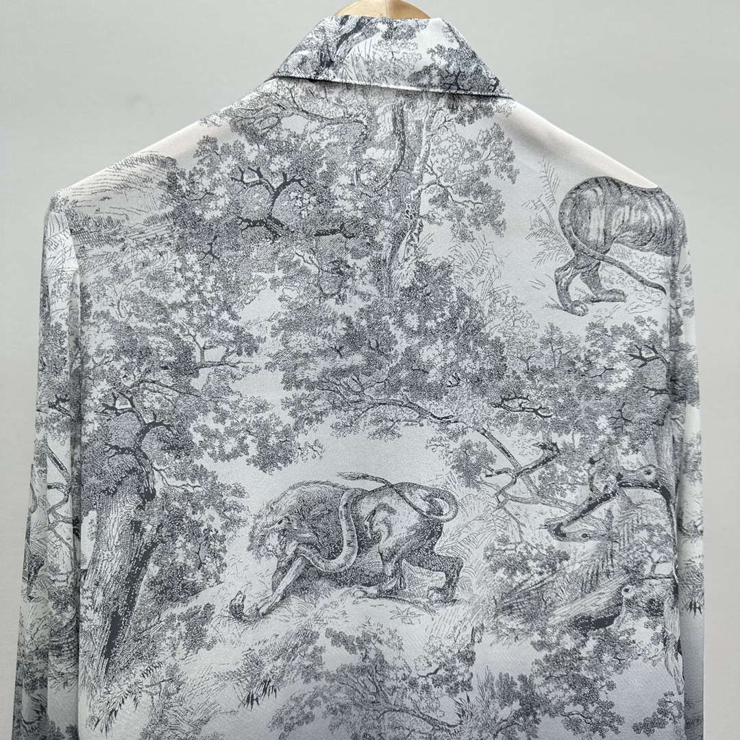 Dior Women's ink painting printed silk shirt D60990 | dior womens ink painting printed silk shirt d60990 08