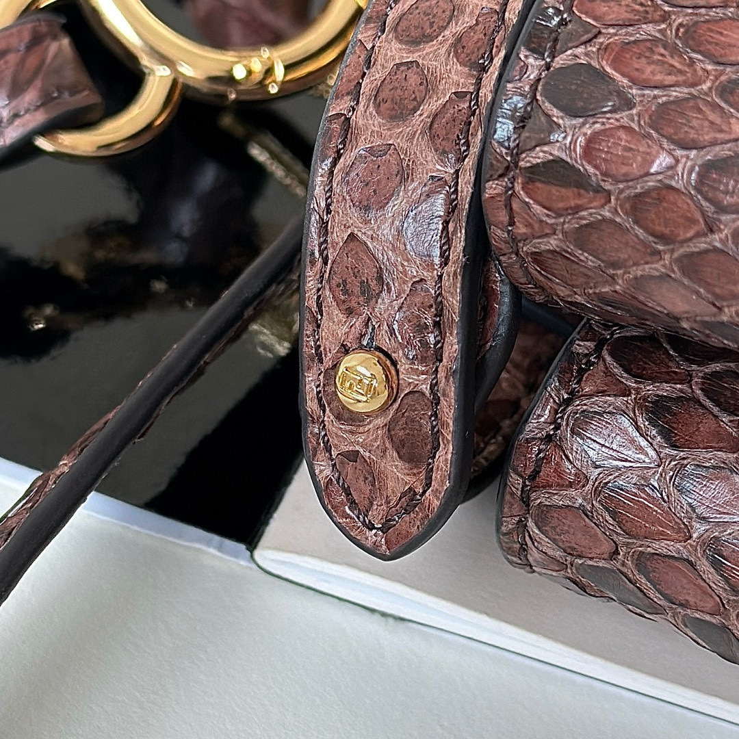 Fendi 8BN244 Peekaboo Mini Bag Dark Brown Python Leather Bag 66803 | fendi 8bn244 peekaboo mini bag dark brown python leather bag 005
