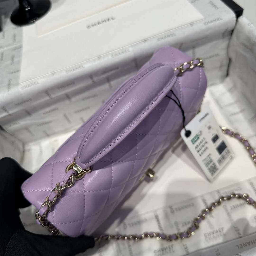 Chanel AS2431 Mini Classic Handbag With Top Handle Lambskin CC19015 | chanel as2431 mini classic handbag with top handle lambskin cc19001 131