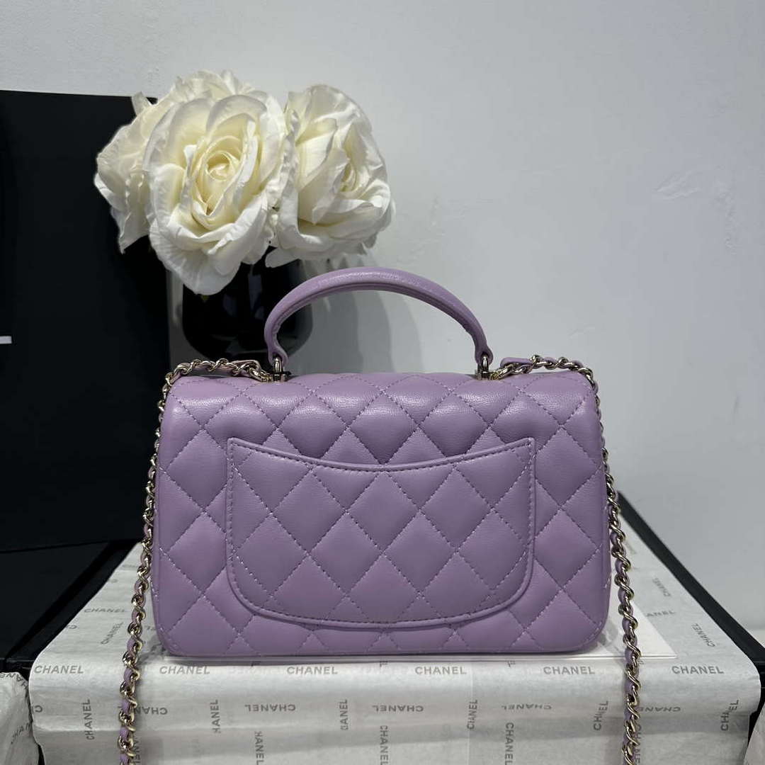 Chanel AS2431 Mini Classic Handbag With Top Handle Lambskin CC19015 | chanel as2431 mini classic handbag with top handle lambskin cc19001 133