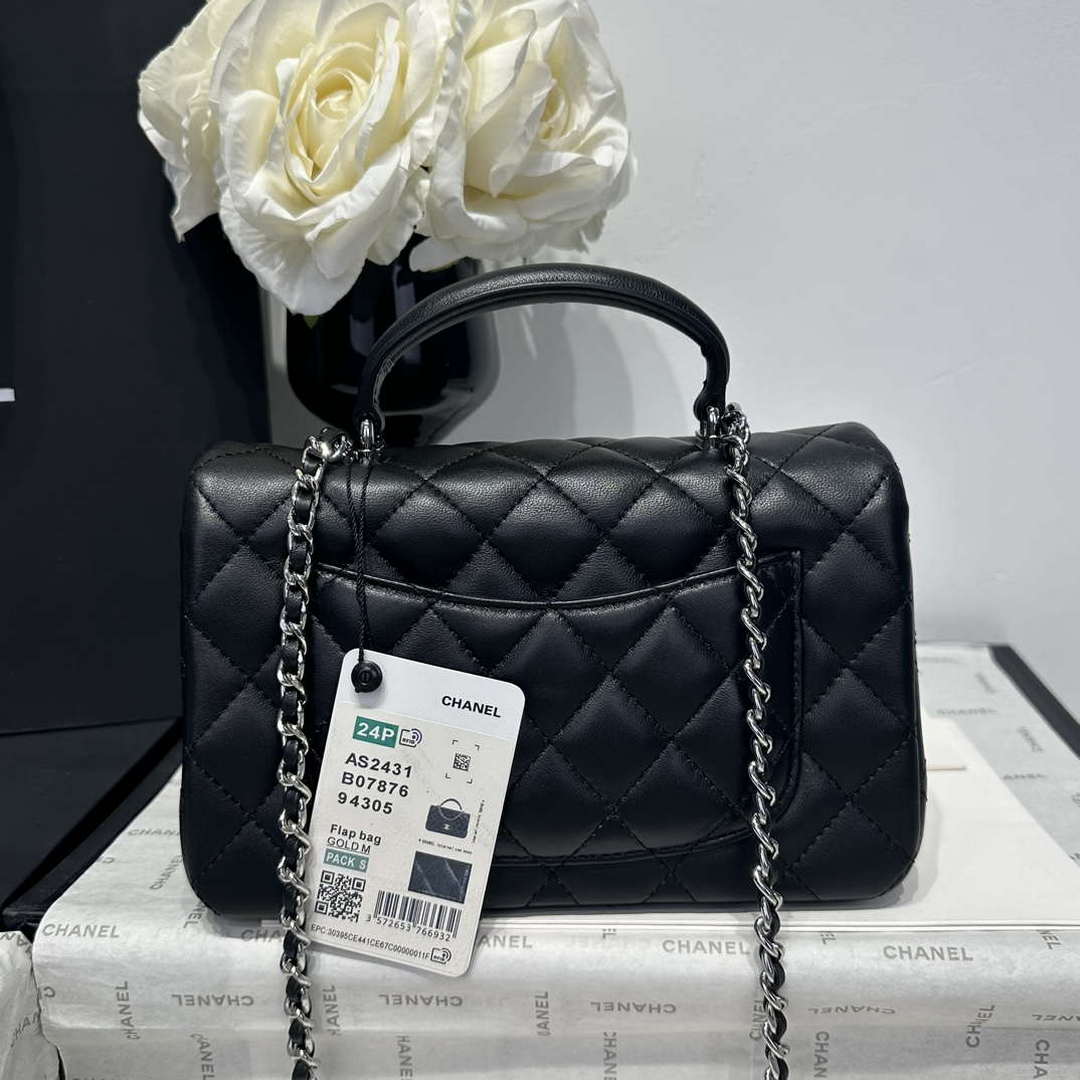 Chanel AS2431 Mini Classic Handbag With Top Handle Lambskin CC19004 | chanel as2431 mini classic handbag with top handle lambskin cc19001 35