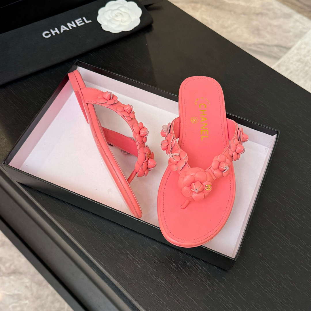 Chanel Women's Camellia Flip Flop Sandals Lambskin C92582 | chanel womens camellia flip flop sandals lambskin c92582 6