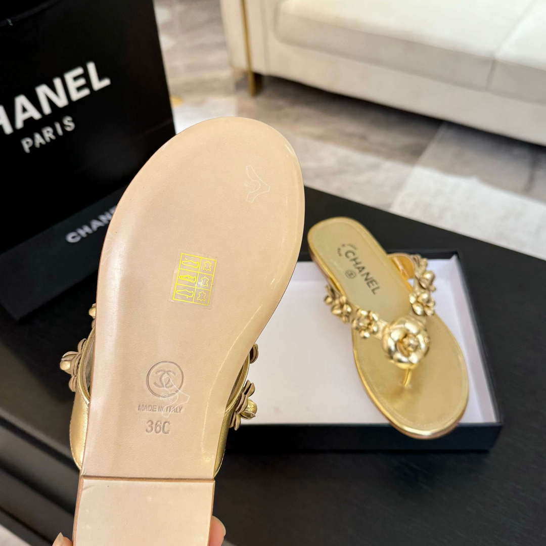 Chanel Women's Camellia Flip Flop Sandals Lambskin C92584 | chanel womens camellia flip flop sandals lambskin c92584 6