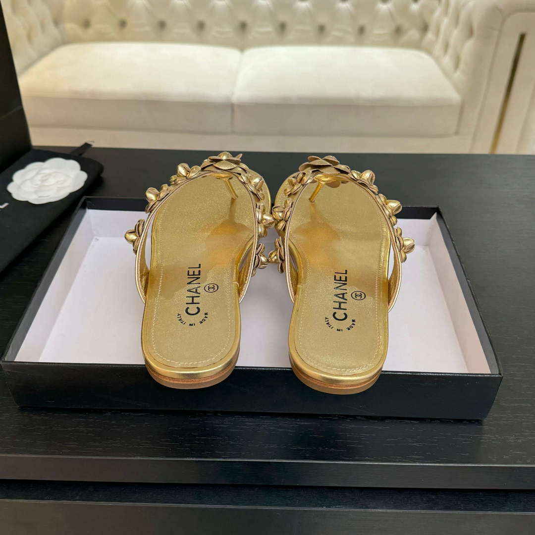 Chanel Women's Camellia Flip Flop Sandals Lambskin C92584 | chanel womens camellia flip flop sandals lambskin c92584 7