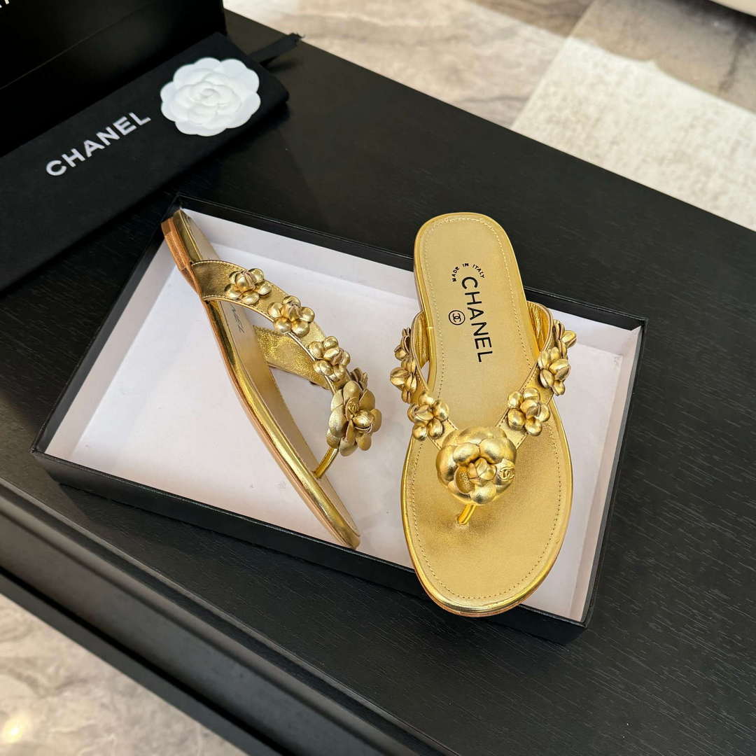 Chanel Women's Camellia Flip Flop Sandals Lambskin C92584 | chanel womens camellia flip flop sandals lambskin c92584 8