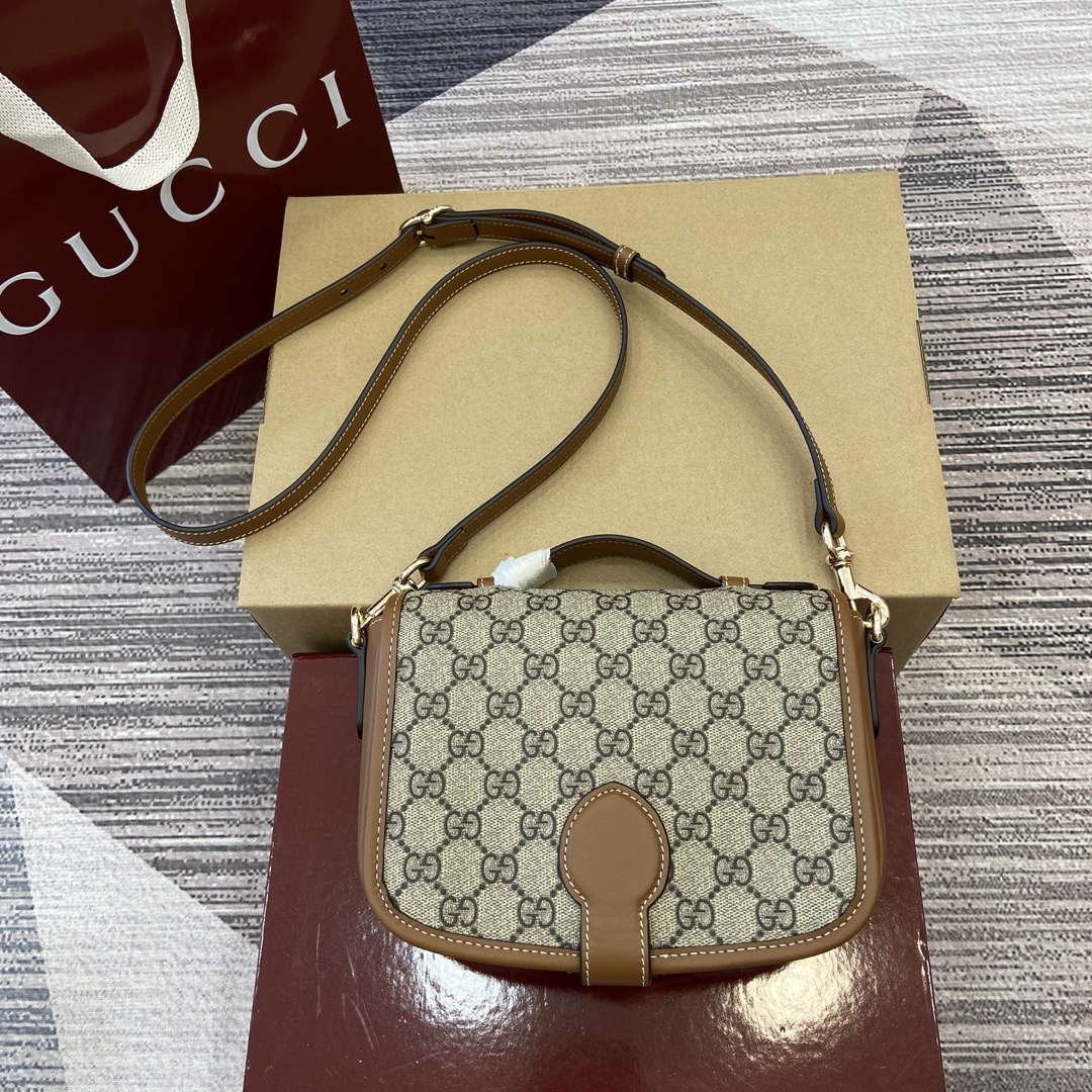 Gucci 815211 GG Emblem mini shoulder bag Beige and Brown | gucci 815211 gg emblem mini shoulder bag beige and brown 02