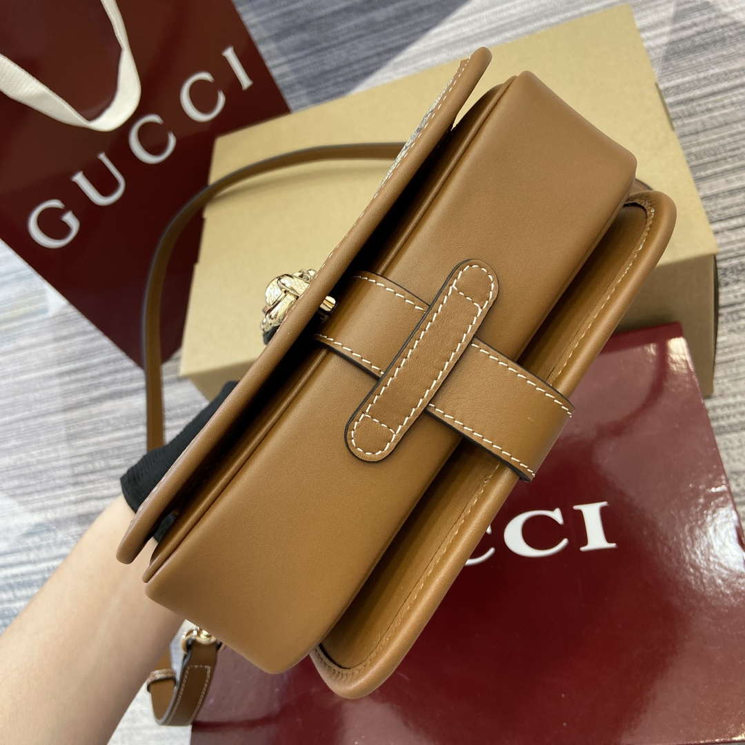 Gucci 815211 GG Emblem mini shoulder bag Beige and Brown | gucci 815211 gg emblem mini shoulder bag beige and brown 06