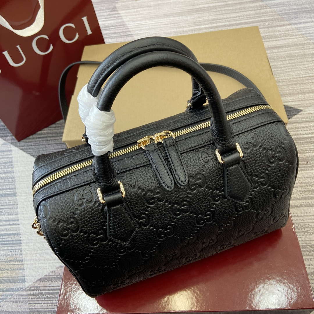 Gucci 815255 GG Emblem Small top handle bag Black | gucci 815255 gg emblem small top handle bag black 03