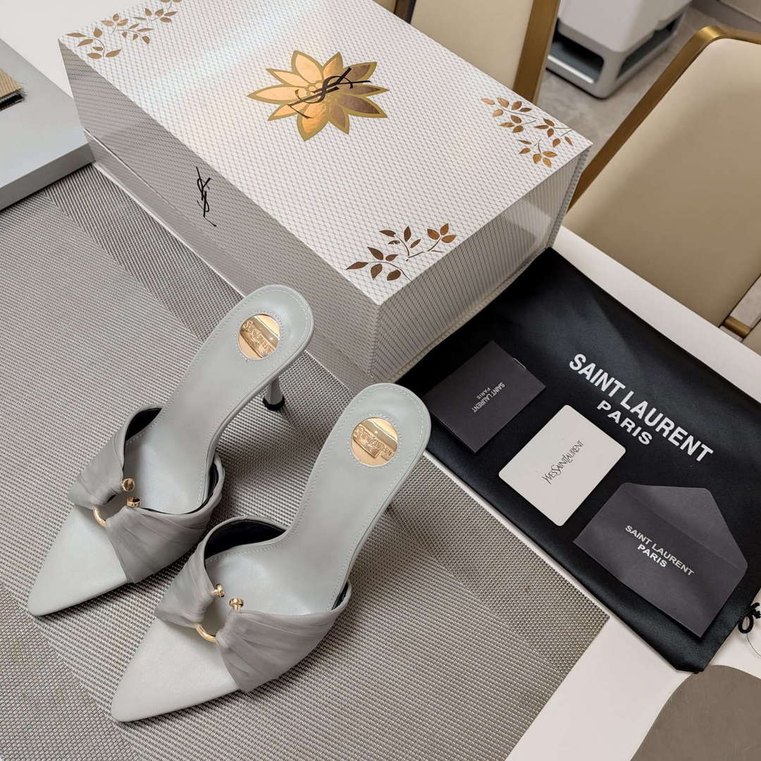 YSL Women's Babylone Mules in Smooth Leather Y20188 | ysl womens la scandale sandals in patent leather y20188 2