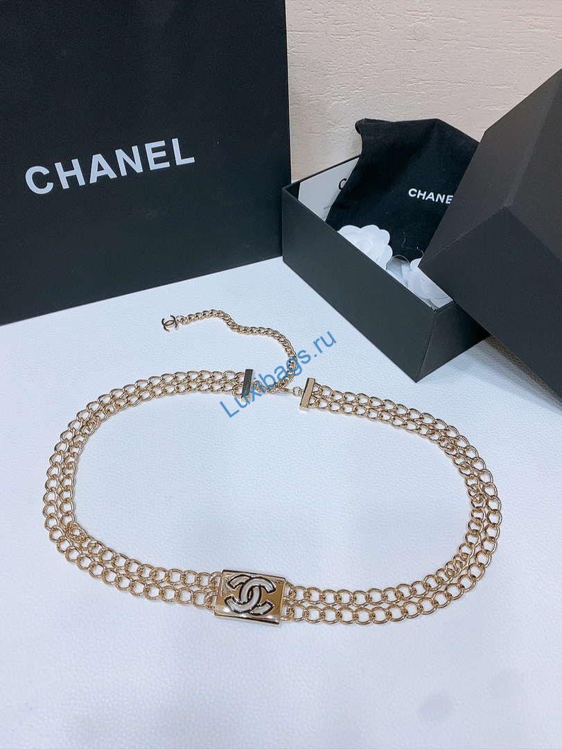 Chanel 25S Chain Belt Metal and Resin Black and White AA0900