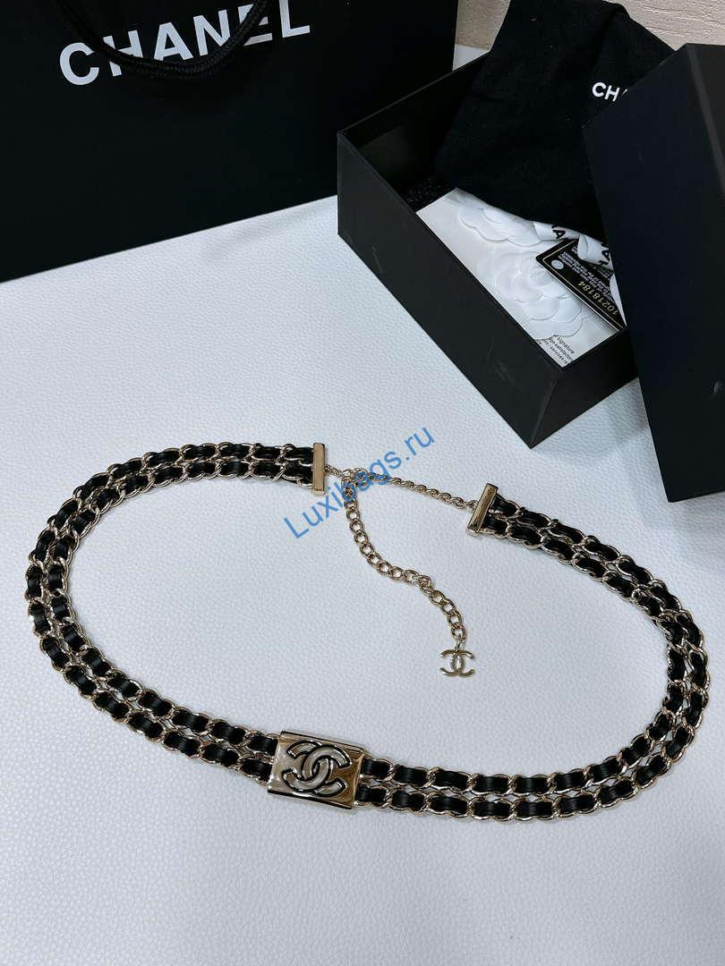 Chanel 25S Chain Belt Metal and Resin Black and White AA0902