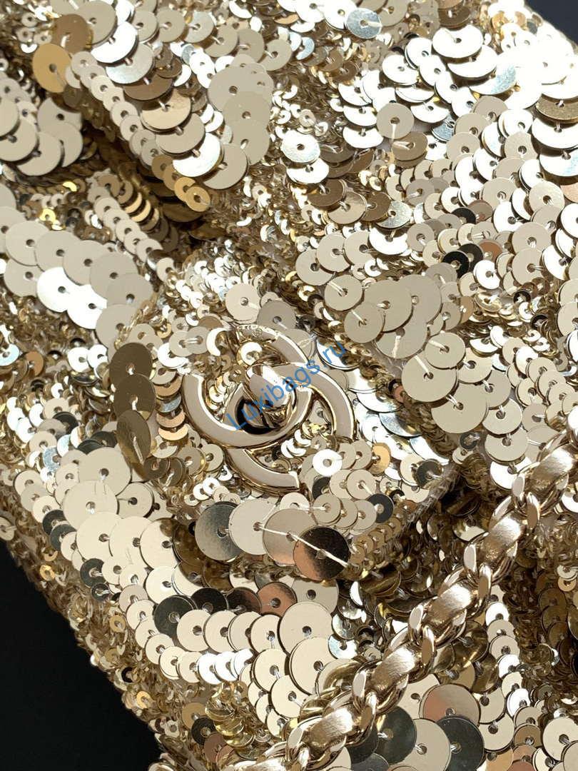 Chanel A09888 25C Evening Gold sequin mini AS4561 limited edition Lambskin | chanel a09888 25c evening sequin mini as4561 limited edition gold 14
