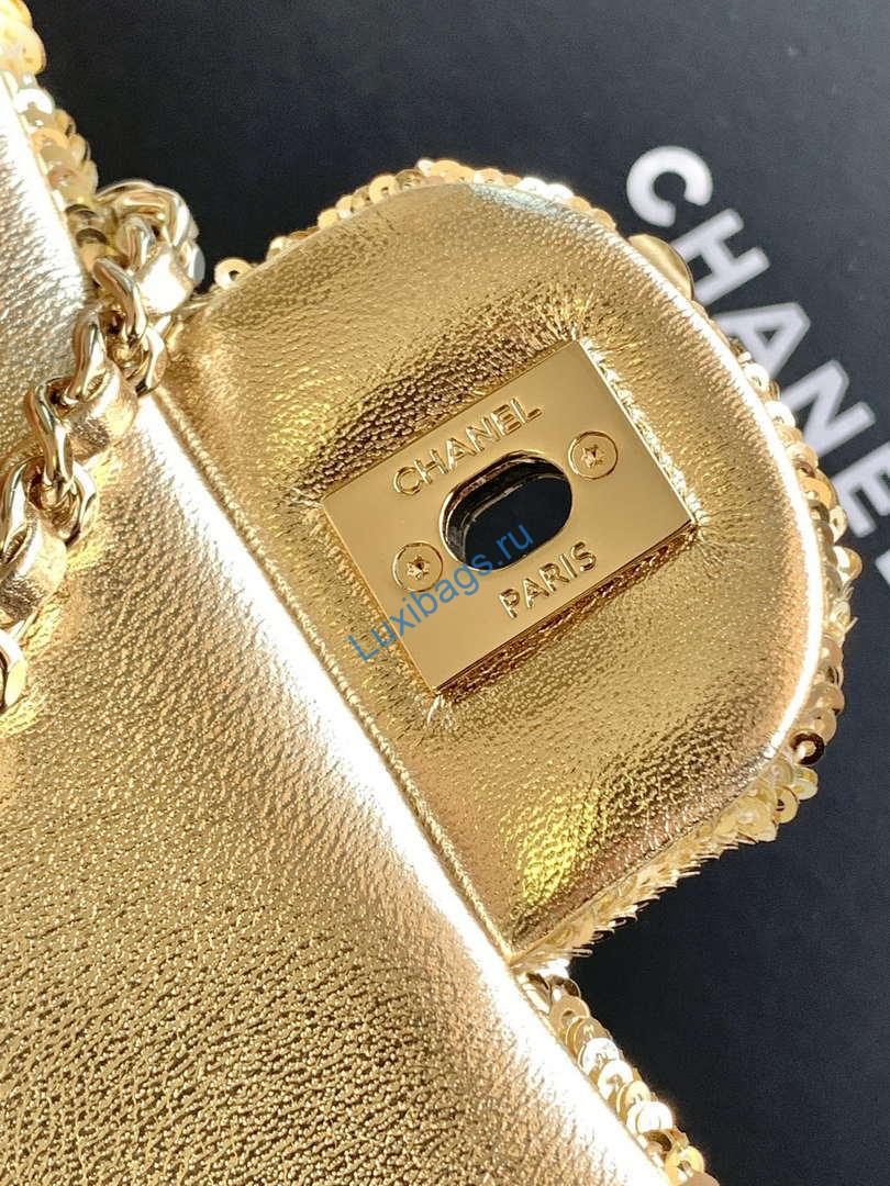 Chanel A09888 25C Evening Gold sequin mini AS4561 limited edition Lambskin | chanel a09888 25c evening sequin mini as4561 limited edition gold 17