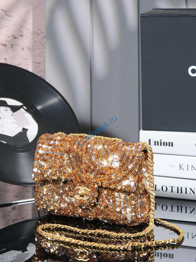 Chanel A09888 Evening sequin mini limited edition gold bronze AS4561 | chanel a09888 chanel sequin mini limited edition gold bronze 01