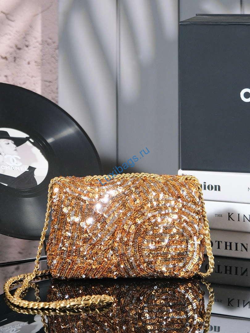 Chanel A09888 Evening sequin mini limited edition gold bronze AS4561 | chanel a09888 chanel sequin mini limited edition gold bronze 03