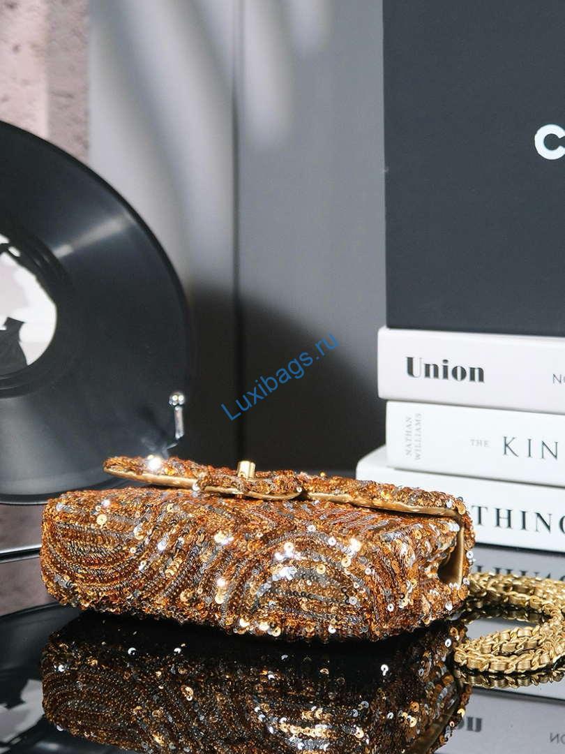 Chanel A09888 Evening sequin mini limited edition gold bronze AS4561 | chanel a09888 chanel sequin mini limited edition gold bronze 04