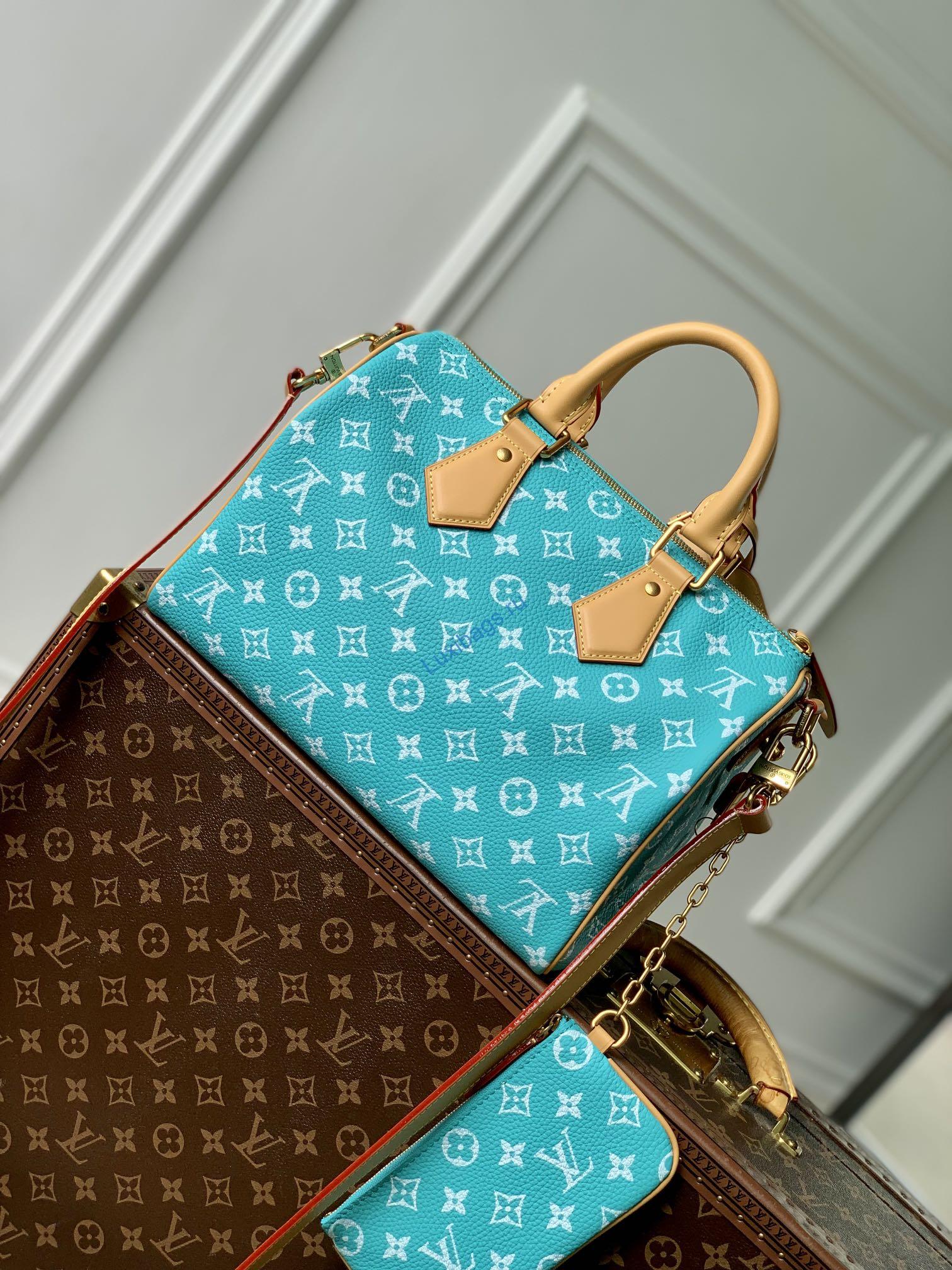 LV M21108 Louis Vuitton Speedy P9 Bandoulière 30 Bag Monogram Leather Fluorescent Lake Blue | lv m21108 louis vuitton speedy p9 bandouliere 30 bag monogram leather fluorescent lake blue 03
