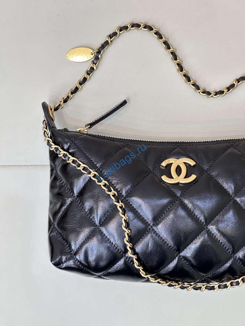 Chanel 25SS AS5528 Hobo Handbag in Lambskin Black | chanel 25ss as5528 hobo handbag in lambskin black 003