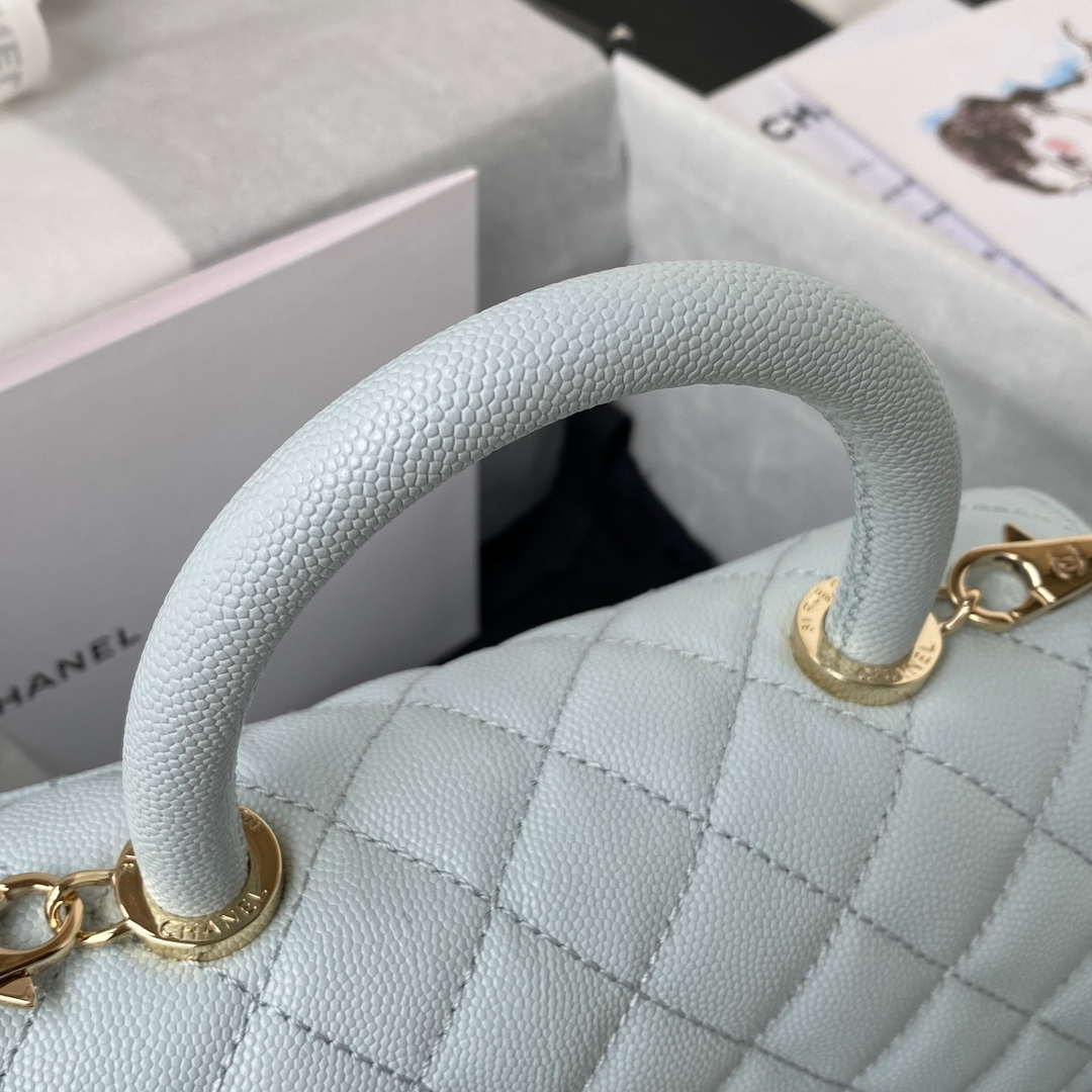 Chanel A92990 Medium Flap Bag With Top Handle Calfskin Bag Light Blue | chanel a92990 medium flap bag with top handle calfskin bag light blue 04