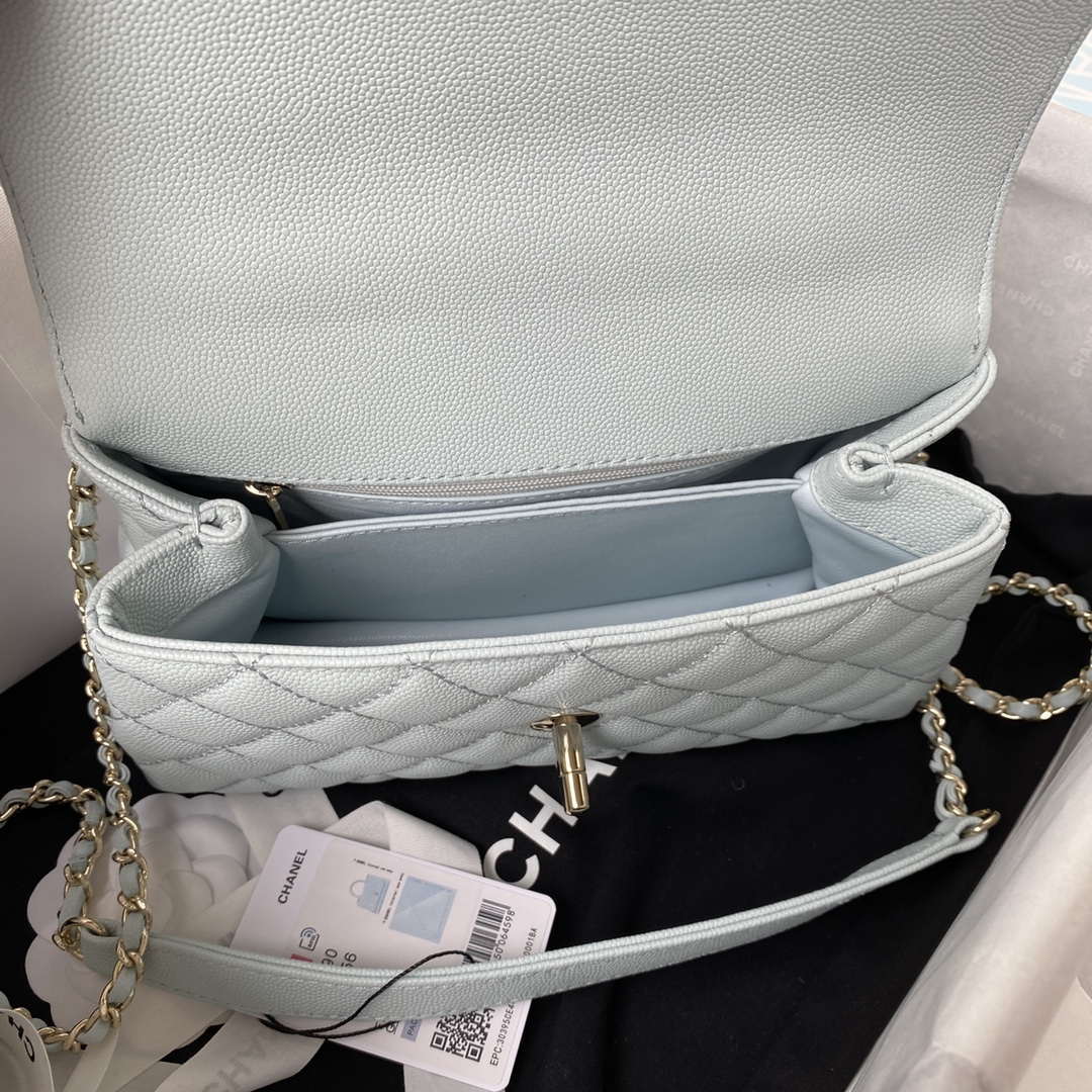 Chanel A92990 Medium Flap Bag With Top Handle Calfskin Bag Light Blue | chanel a92990 medium flap bag with top handle calfskin bag light blue 06