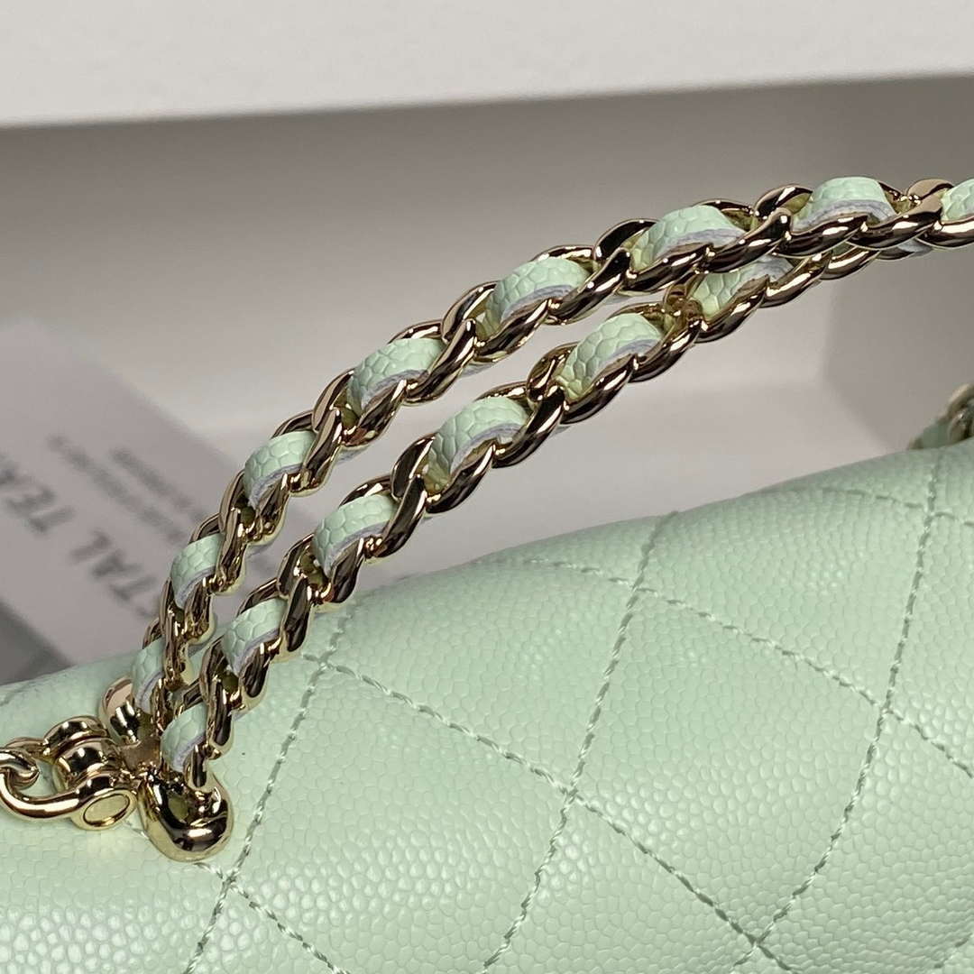 Chanel AP3238 Flap Chain Bag Light Green Lambskin Gold With Handle Bag | chanel ap3238 flap chain bag light green lambskin gold with handle bag 04