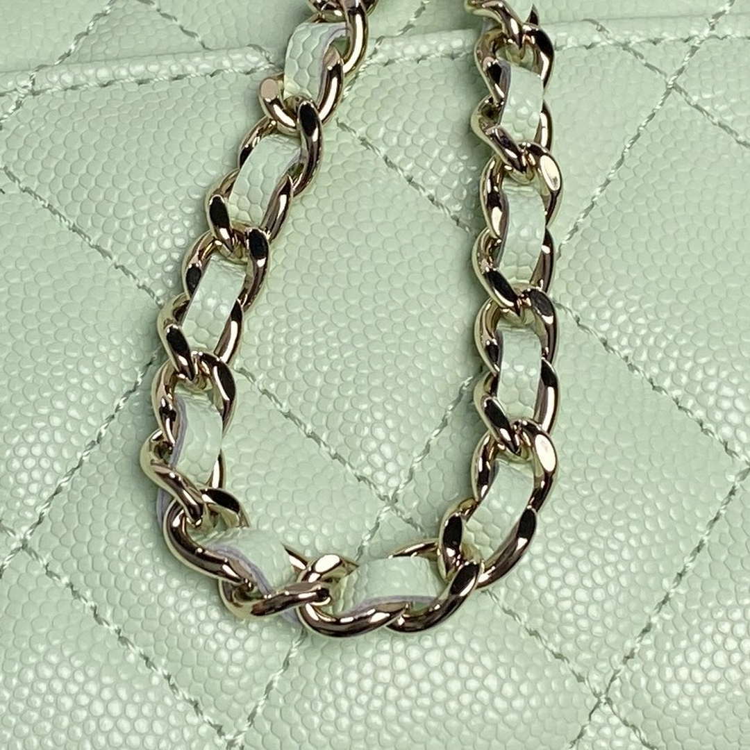 Chanel AP3238 Flap Chain Bag Light Green Lambskin Gold With Handle Bag | chanel ap3238 flap chain bag light green lambskin gold with handle bag 05