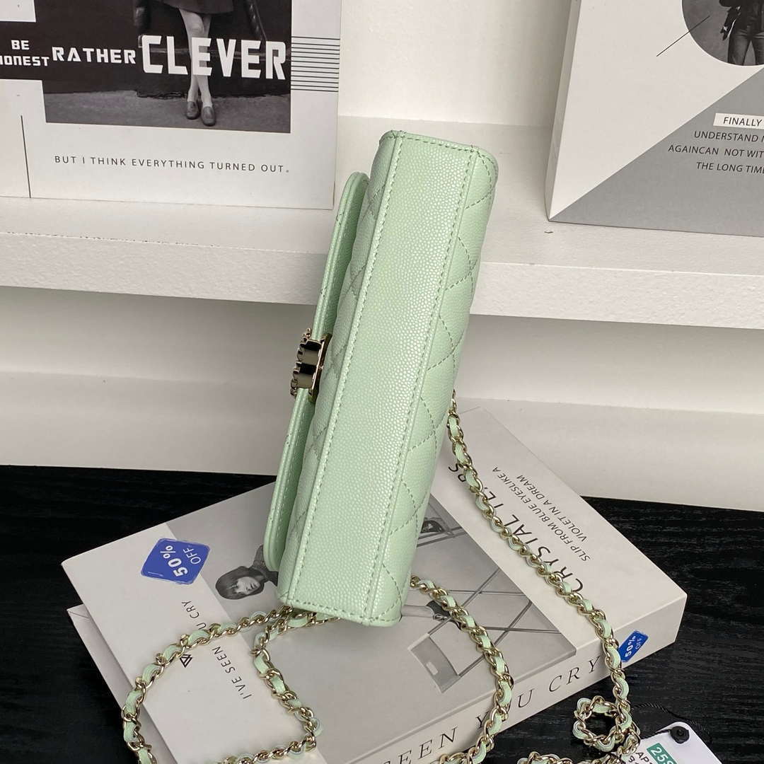 Chanel AP3238 Flap Chain Bag Light Green Lambskin Gold With Handle Bag | chanel ap3238 flap chain bag light green lambskin gold with handle bag 07