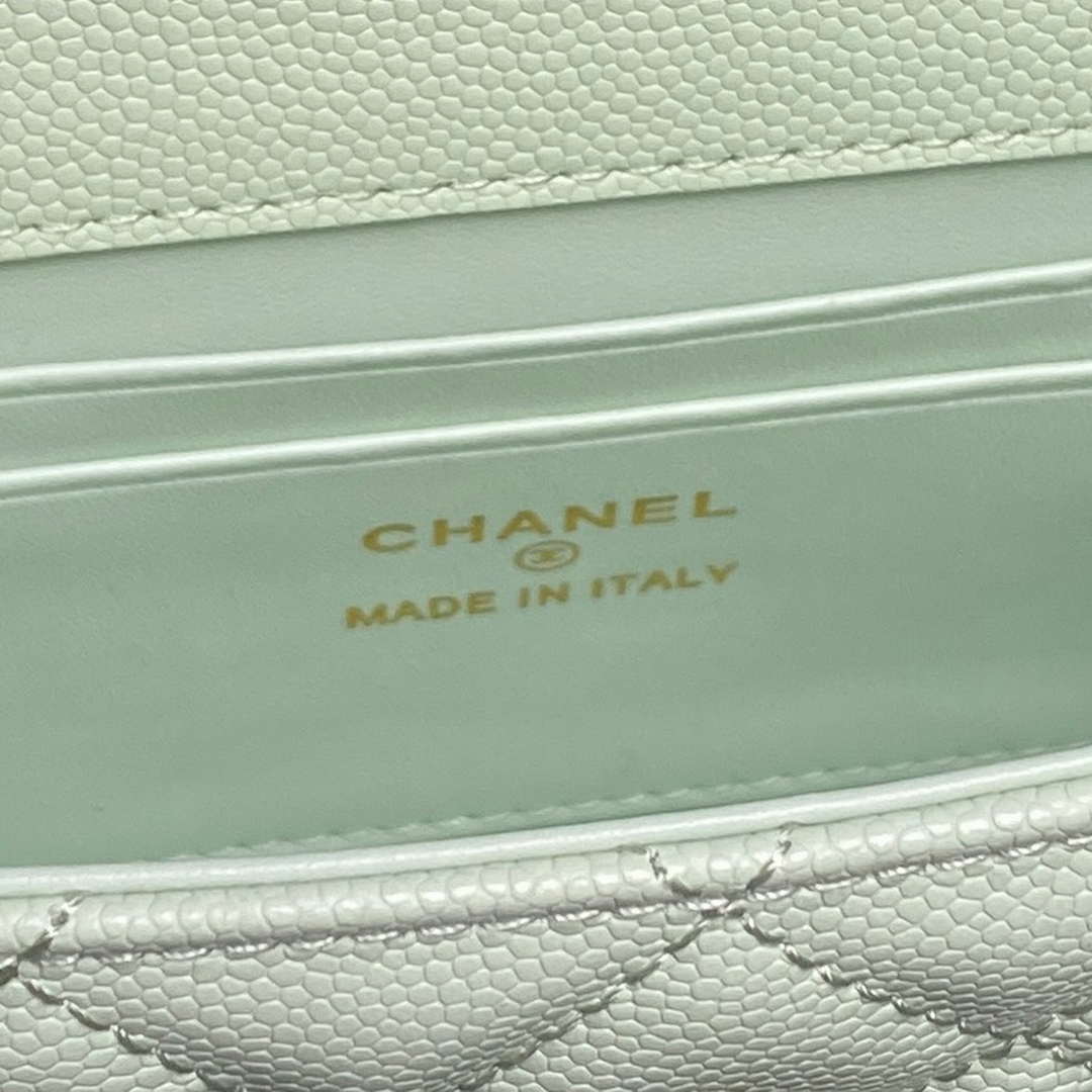 Chanel AP3238 Flap Chain Bag Light Green Lambskin Gold With Handle Bag | chanel ap3238 flap chain bag light green lambskin gold with handle bag 09