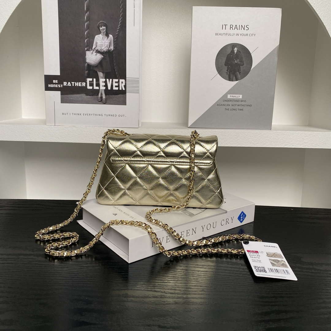 Chanel AP4592 25S Mini Flap Lambskin Gold | chanel ap4592 25s mini flap lambskin gold gold 02