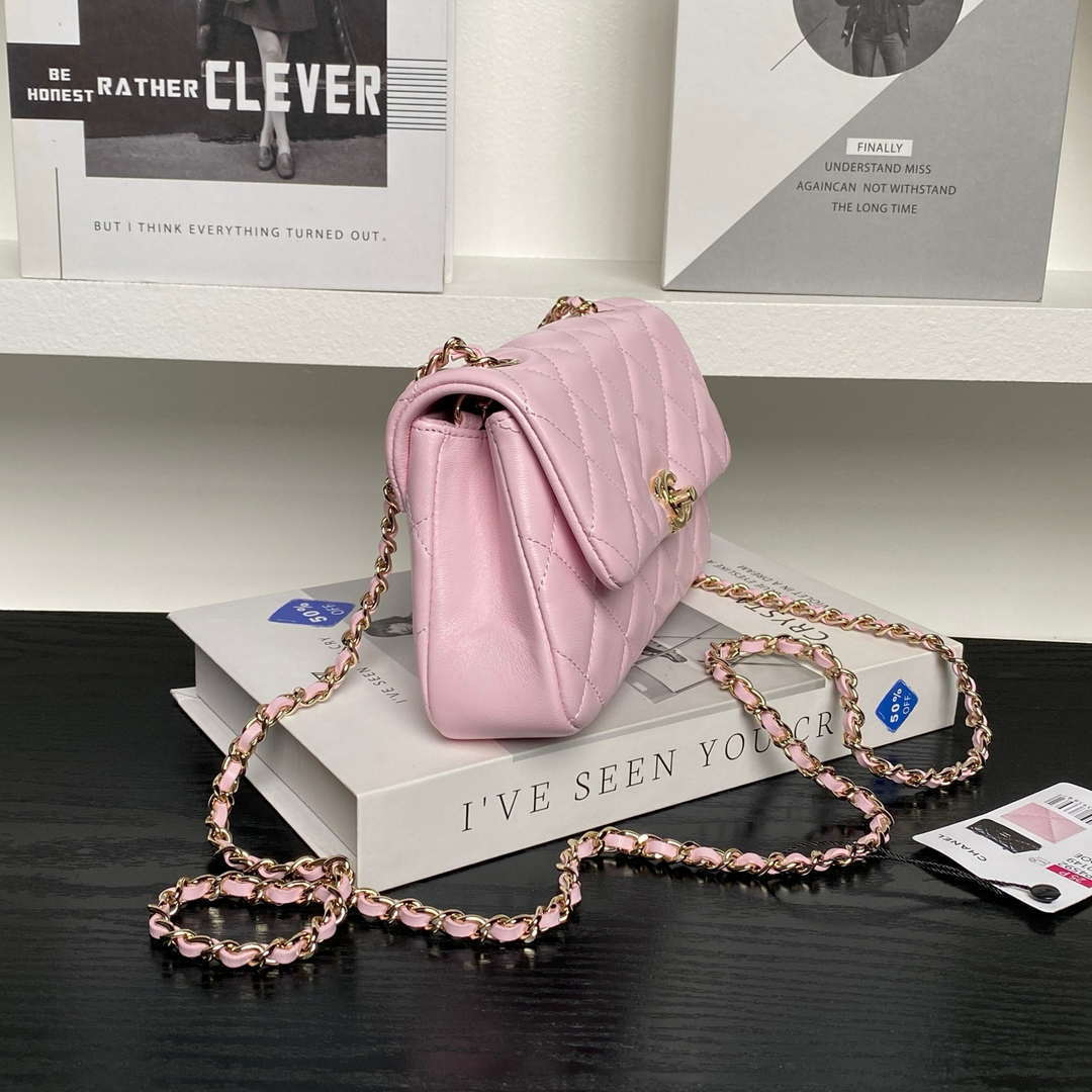 Chanel AP4592 25S Mini Flap Lambskin Pink gold | chanel ap4592 25s mini flap lambskin pink gold 05