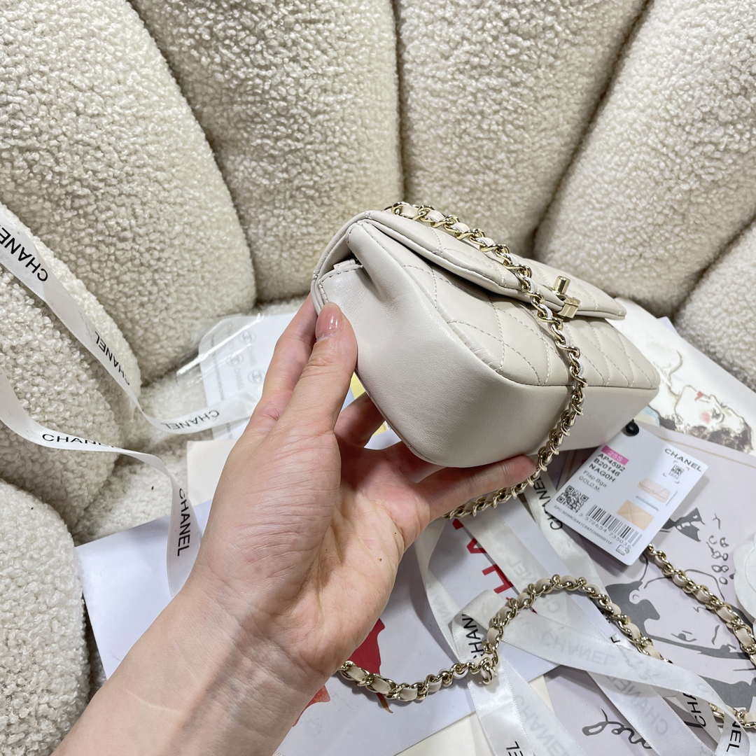 Chanel AP4592 25S Mini Flap White Lambskin gold | chanel ap4592 25s mini flap lambskin white gold 03