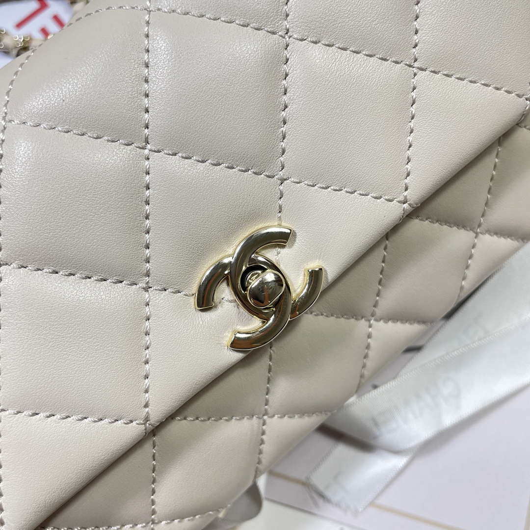 Chanel AP4592 25S Mini Flap White Lambskin gold | chanel ap4592 25s mini flap lambskin white gold 07