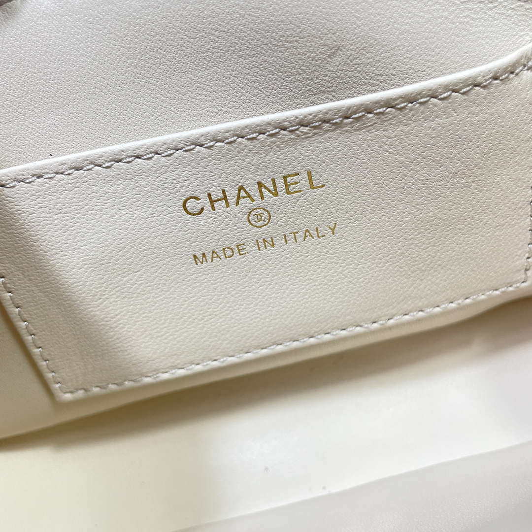 Chanel AP4592 25S Mini Flap White Lambskin gold | chanel ap4592 25s mini flap lambskin white gold 09