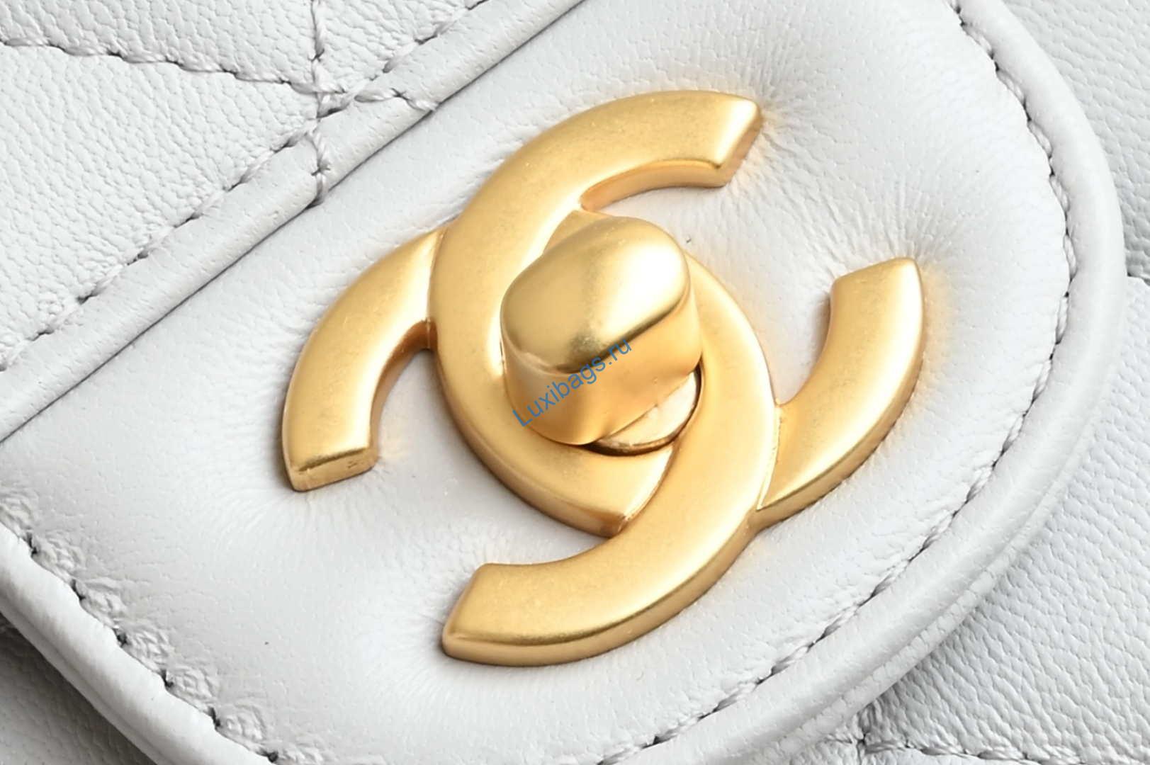 Chanel 25SS AS5354 Mini Flap Bag with Top Handle Lambskin Gray | chanel as5354 mini flap bag with top handle lambskin gray 005