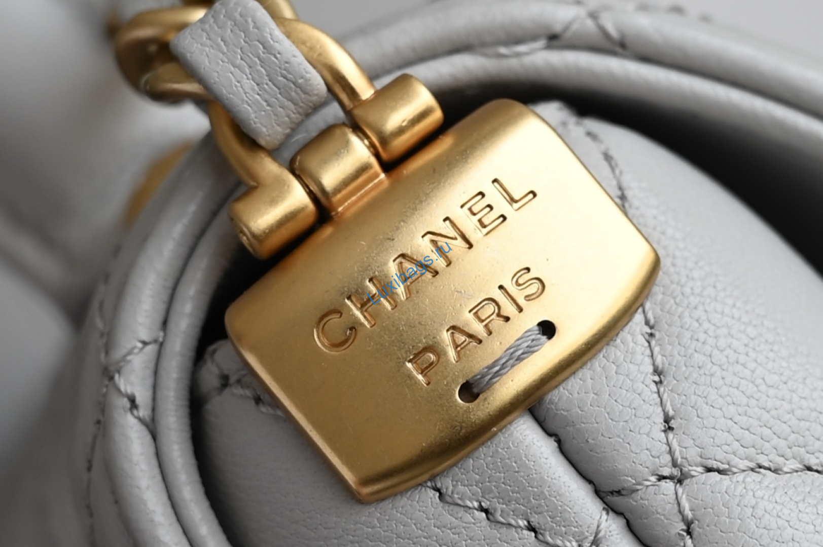 Chanel 25SS AS5354 Mini Flap Bag with Top Handle Lambskin Gray | chanel as5354 mini flap bag with top handle lambskin gray 006