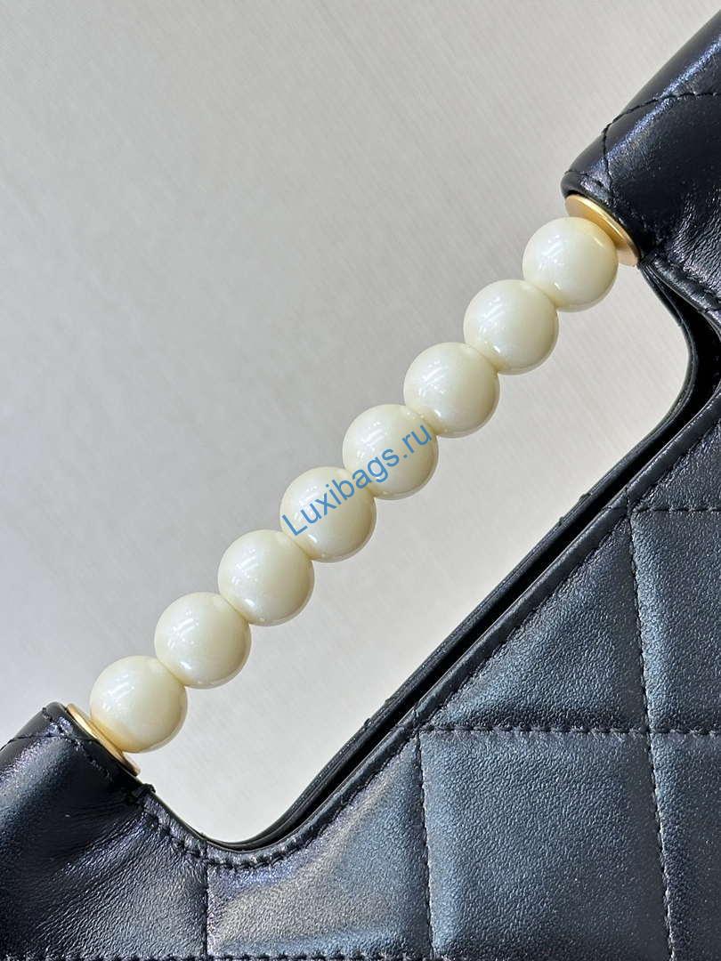 Chanel AS5390 25P Limited Edition Pearl Handle Flap Bag Black Lambskin | chanel as5390 25p limited edition pearl handle flap bag in lambskin black 003