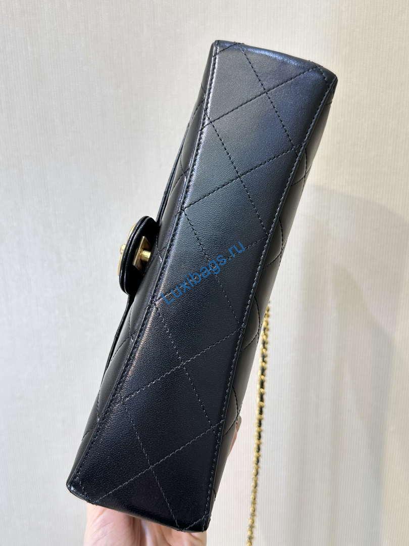 Chanel AS5390 25P Limited Edition Pearl Handle Flap Bag Black Lambskin | chanel as5390 25p limited edition pearl handle flap bag in lambskin black 018