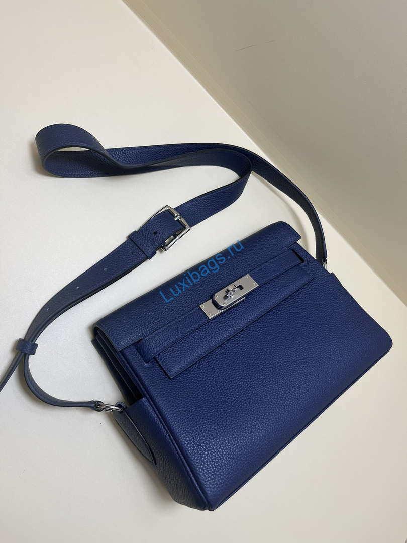 Hermes H084109CK25 Kelly Messager Shoulder Togo 25 bags Navy Silver | hermes h084109ck25 kelly messager shoulder togo 25 bags 032