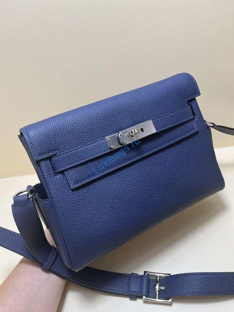 Hermes H084109CK25 Kelly Messager Shoulder Togo 25 bags Navy Silver | hermes h084109ck25 kelly messager shoulder togo 25 bags 036