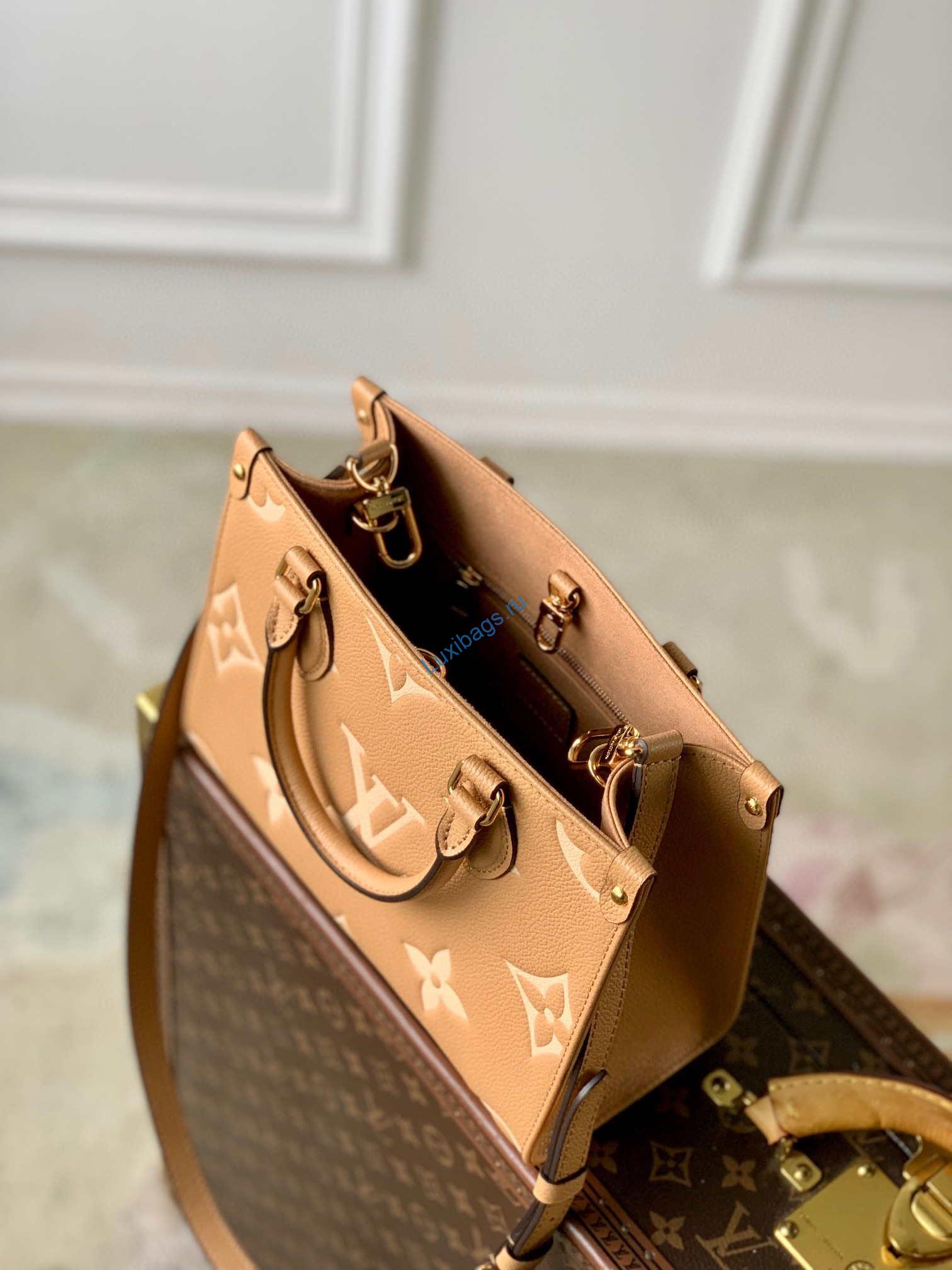 LV M12513 Louis Vuitton Onthego Pm Bag M45779 leather Light Brown | lv m12513 louis vuitton onthego pm bag m45779 leather light brown 009