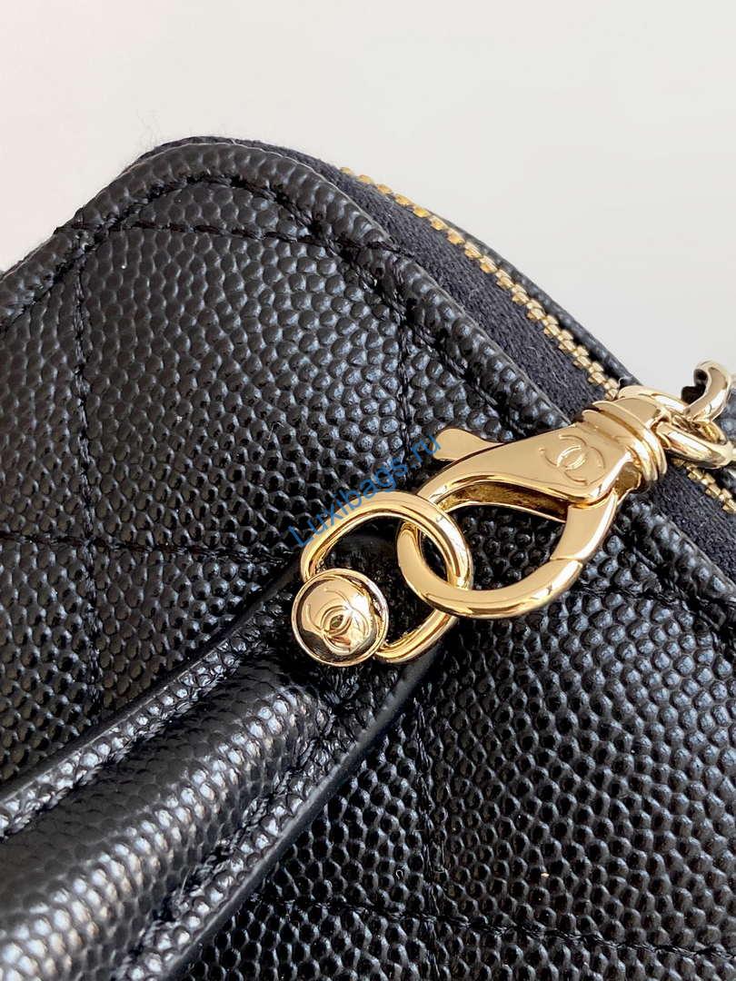 Chanel AP4404 Long Vanity with Chain Grained Calfskin & Gold-Tone Metal | chanel ap4404 clutch with chain vanity box bag black 006