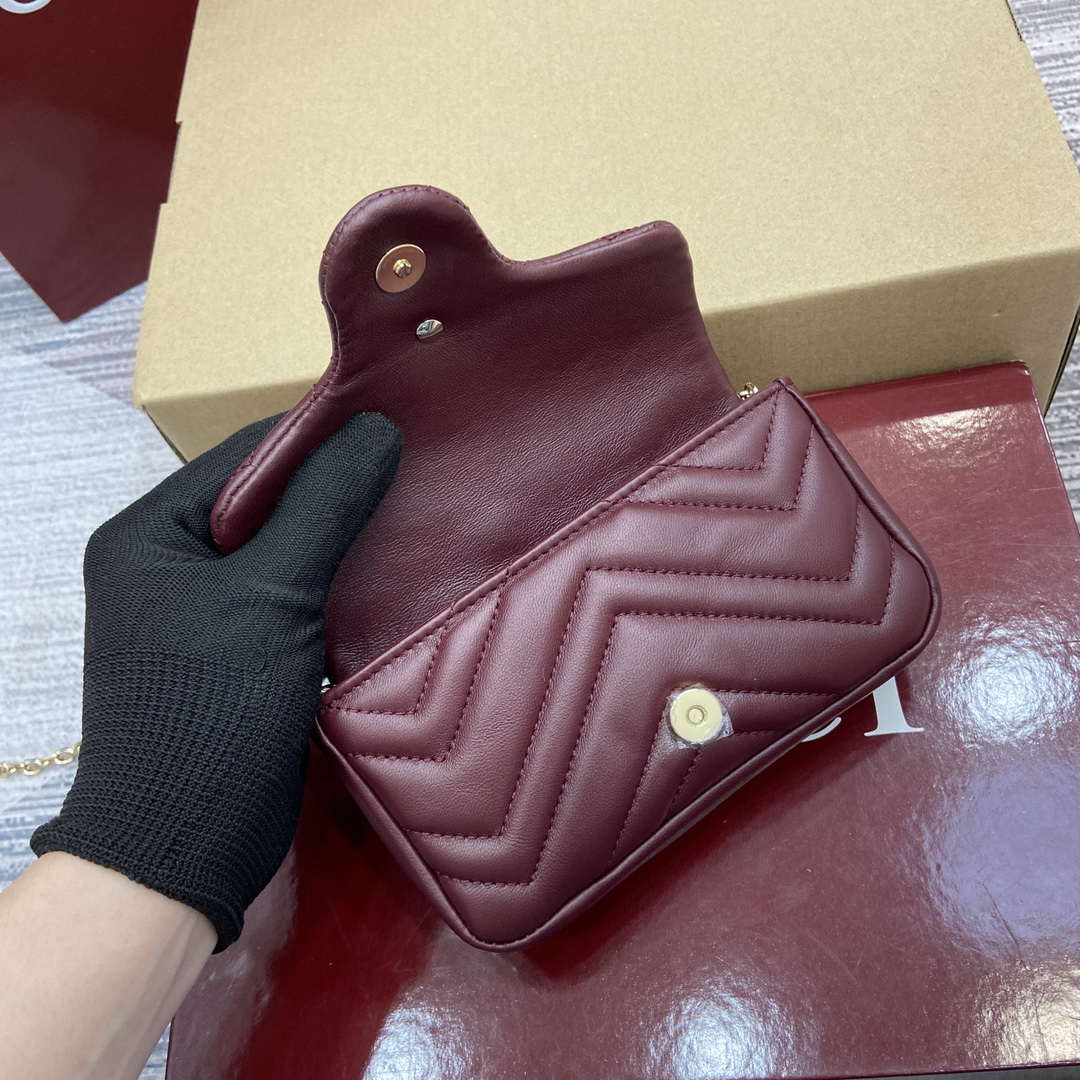 Gucci 841290 GG Marmont Mini Shoulder Bag Ancora red | gucci 841290 gg marmont mini shoulder bag anchor red 8